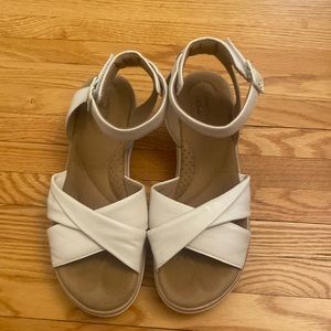 Clarks Collection Cream Wedge Sandals